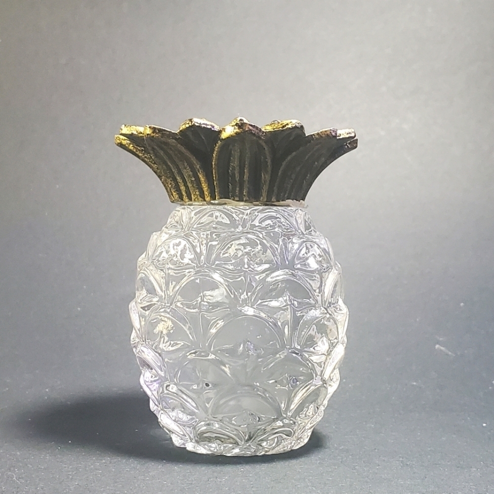 VINTAGE Glass Art Pineapple 3" T Taper Candle Holder EUC